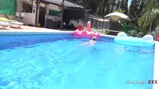 Blonde European MILF Seduces Stranger Poolside in POV