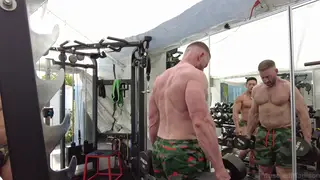Asian Bodybuilder Sucks Older Coach in Gym