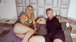 Petite Blonde Latina Swallows Her Stepbrother's Load in Bed