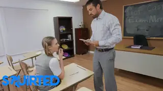 Redhead Schoolgirl Squirts Hard on Big Cock in Classroom POV