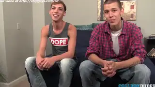 College Twinks Share Sloppy Blowjobs in Dorm Room