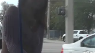Brunette Solo Masturbates With Toys in Lingerie at Car Wash