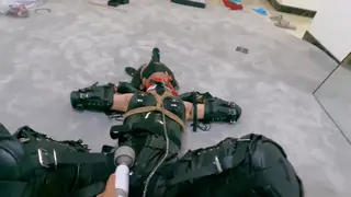 Asian Teen Bound in Latex Plays With Vibrator
