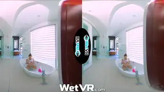 Petite Brunette Takes Creampie in VR Bathroom
