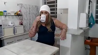 Latina and Blonde Trade Control in Kitchen and Bath