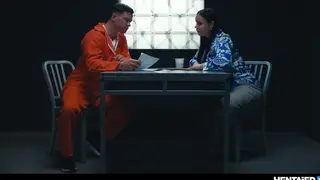 Muscular Hunk Face-Fucks Femboy in Prison Gangbang