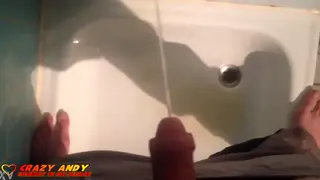 Solo Guy Enjoys Golden Shower Play in Close-Up