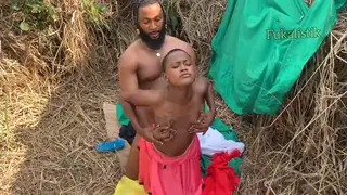 Petite Mature Woman Rides Older Man Outdoors to Cumshot