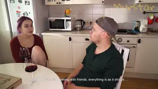 Curvy Teen Celebrates Holiday With Delivery Guy in Kitchen