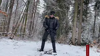 Leather Dom Spurs Submissive Through Deepthroat and Spanking