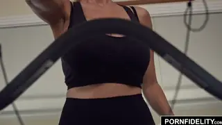 Busty Babe Milks a Thick Cock Until Facial and Swallow