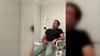 Mature European Daddy Swallows Load in Hospital Restroom