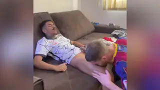 Muscular Daddy Worships a Massive Black Cock at the Gym