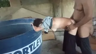 Latina Takes First Anal on Terrace in Heels