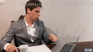 Tattooed Latino Twink Gets Bareback Office Pounding