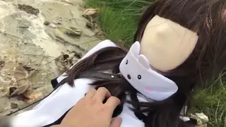 Asian Woman Endures Outdoor Bondage With Toys