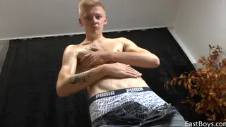 Muscular European Twink Jerks Uncut Cock at First Casting