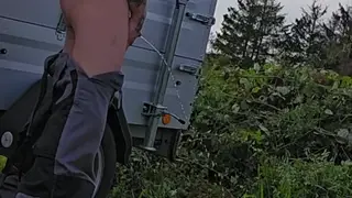 Hairy Euro Twink Pisses Outdoors in Public