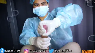 Nurse in Latex Delivers POV Handjob Edging Session