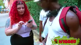 Redhead BBW Seduces Black Neighbours for Interracial Outdoor Sex