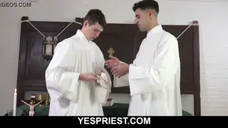 Uniformed Teen Rides Bareback Cock in Church
