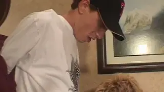Petite Blonde Granny Deepthroats and Takes Anal