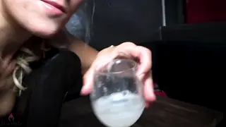Blonde European Wife Swallows in Bareback Gangbang Orgy