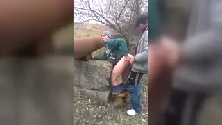 European Couple Fucks Bareback Outdoors on a Cold Day