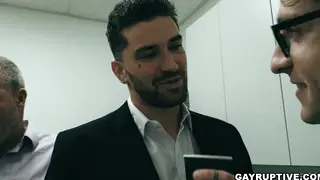 Stepdad and Stepson Share a Deepthroat Threesome