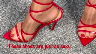 European MILF Teases in Rainbow Dress and Heels