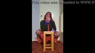 Crossdresser Sucks and Rides a Dildo Twice in Solo Play
