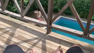 Blonde Latina Cheats With Husband While Wife Tans Poolside