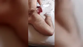 Muscular FTM Squirts Hard on Giant Dildo