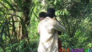 Ebony Bush Babe Squirts Hard on a BBC Outdoors
