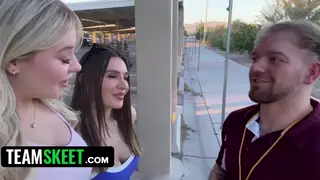 Busty Stepmoms Share Coach in Van Threesome