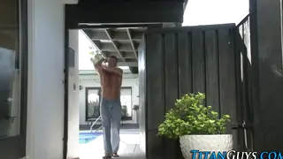Muscular Interracial Stud Strokes to a Cumshot Outdoors