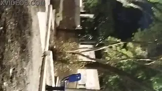 Exhibitionist Flashes Hard Cock in Dark Public Square