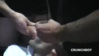 European Mature Men Share a Gloryhole Gangbang in the Sauna