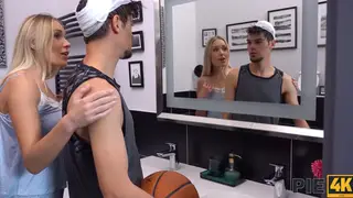 Blonde Teen Rides Boyfriend on Couch for Creampie