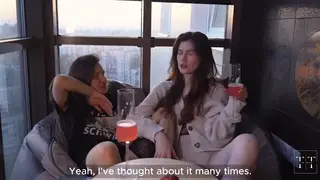 Petite Brunette Student Shares Delivery Guy in Threesome