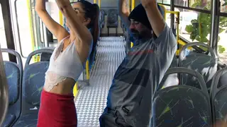 Busty Latina Student Flashes on a Public Bus