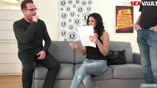 Busty Serbian Brunette Auditions with Deep Blowjob and Pussy Fuck