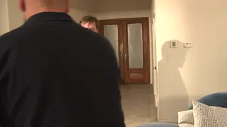 Blonde Stepdaughter Watches Stepfather Shower Before Sucking Him