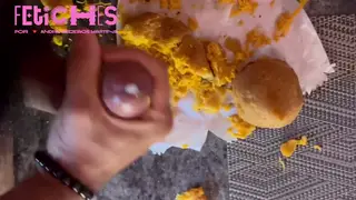 Amateur Guy Sucks Thick Cock While Snacking on a Pastry