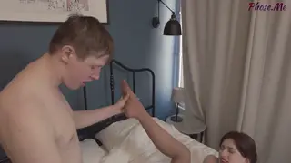 European Teen in Pantyhose Rides Hard Before a Feet Cumshot