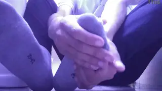 Teen Twink Teases Sweaty Feet in Gray Socks