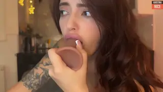 Petite Arab Wife Teases in Stockings Before Toy Play