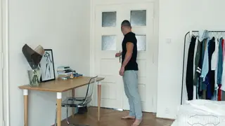 European Student Jerks Uncut Cock for Friend's Camera