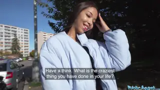 Asian Babe Rides Thick Cock Outdoors in POV Casting