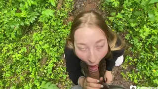 Teen Girlfriend Earns a Facial During a Woods Hike